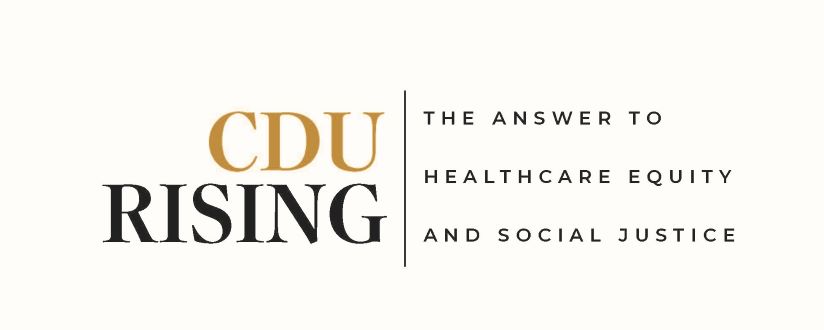 CDU Rising Logo, CDU's comprehensive campaign to raise $75 million to support the University’s vision of achieving a world without health disparities.