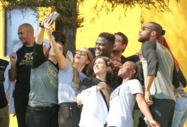 Group of young adult CDU students take a selfie