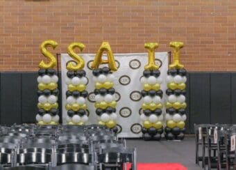 "SSA II" balloons at the Saturday Science Academy's Junior White Coat Ceremony.