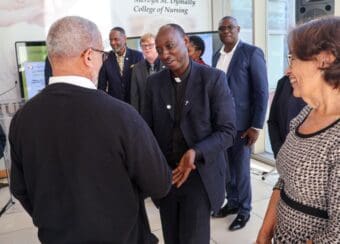 Father Innocent Rugaragu from Kigali, Rwanda, visited the CDU campus as part of the Office of International Affairs’ Global Impact Series.