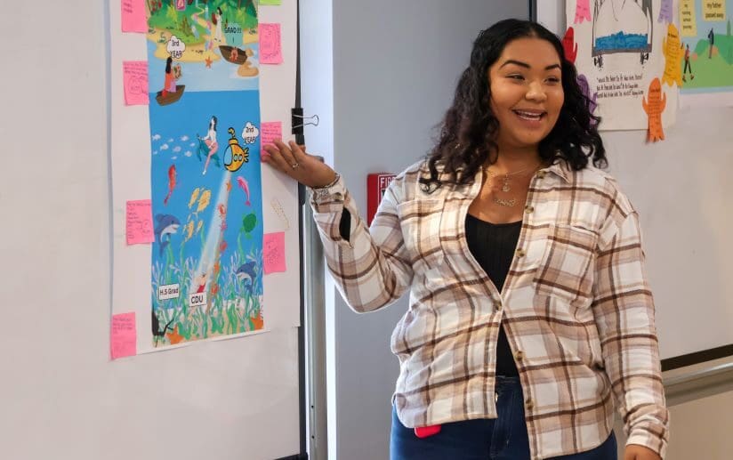 CDU student shares her life design map during the First Year Experience presentations